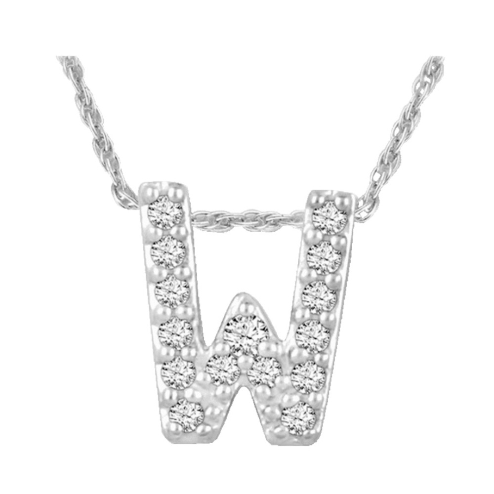 (W) Tamborat Jewelry 10k White Gold Plated Initial Necklaces